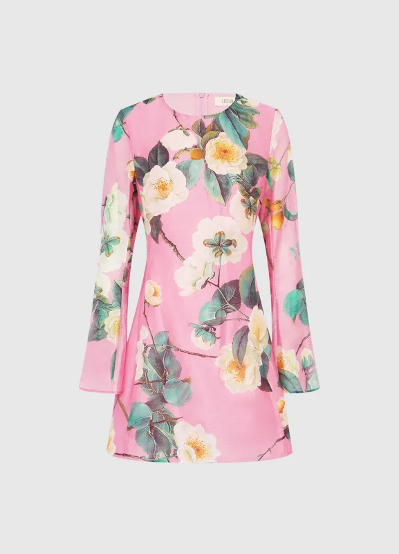 Suzanne Bell Sleeve Mini Dress - Camelia Print sold by LEO LIN