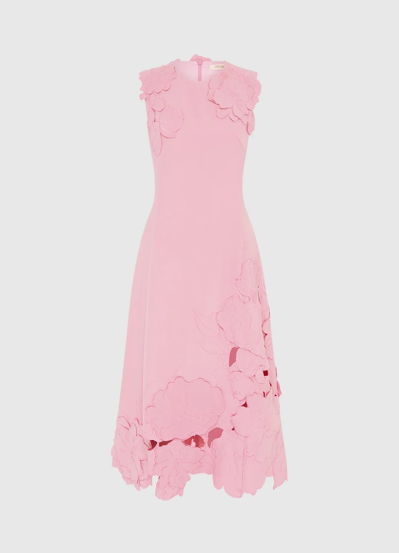 Cleo Appliqué Sleeveless Midi Dress - Flamingo sold by LEO LIN