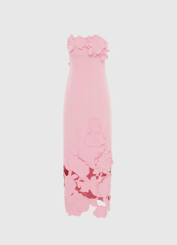 Rayna Appliqué Bustier Maxi Dress - Flamingo sold by LEO LIN