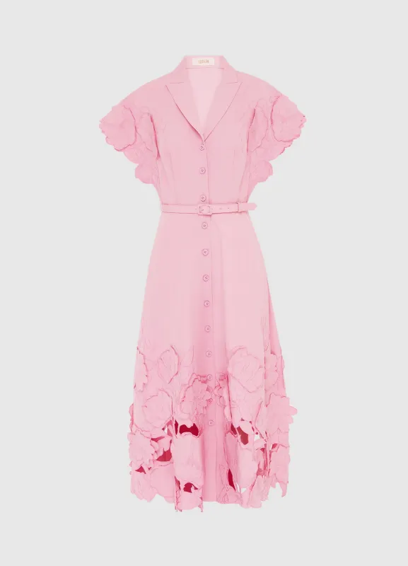 Aubrey Appliqué Shirt Midi Dress - Flamingo sold by LEO LIN