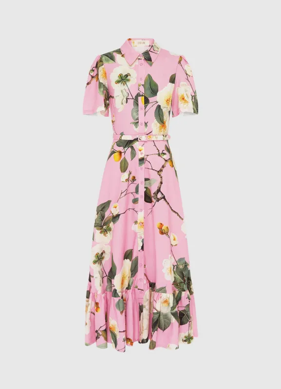 Becca Short Sleeve Midi Dress - Camelia Print sold by LEO LIN