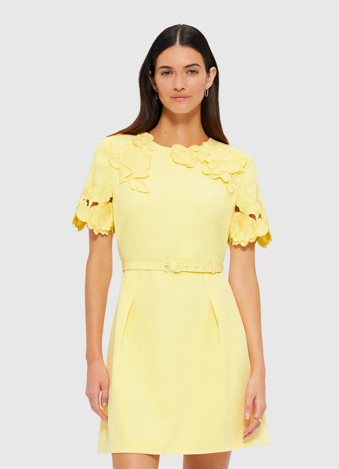 Aurelie Appliqué Short Sleeve Mini Dress - Sorbet Yellow sold by LEO LIN product image thumbnail 5