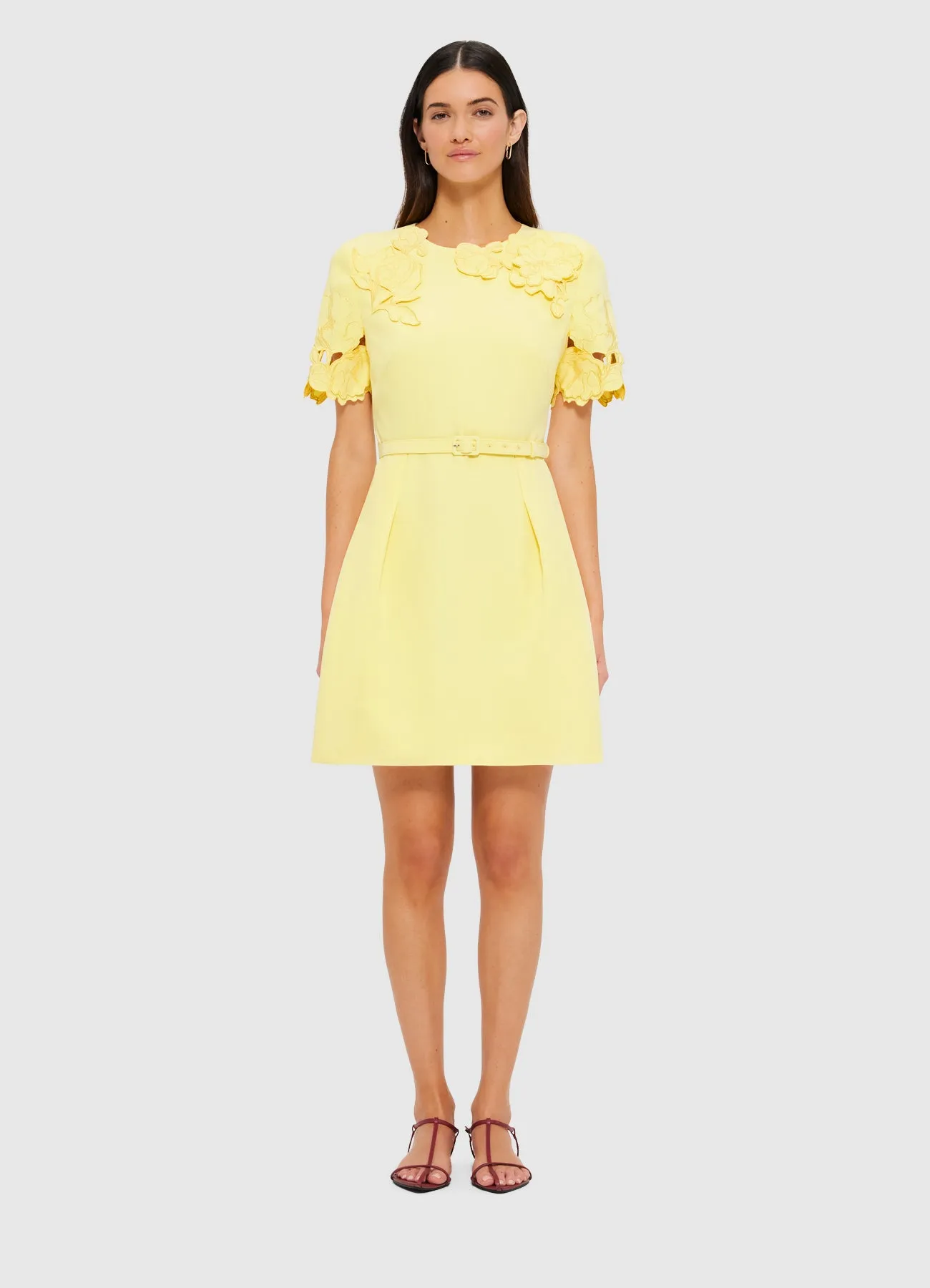 Aurelie Appliqué Short Sleeve Mini Dress - Sorbet Yellow sold by LEO LIN product image thumbnail 2