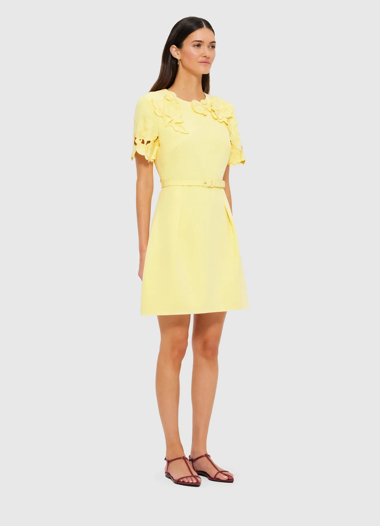 Aurelie Appliqué Short Sleeve Mini Dress - Sorbet Yellow sold by LEO LIN product image thumbnail 3