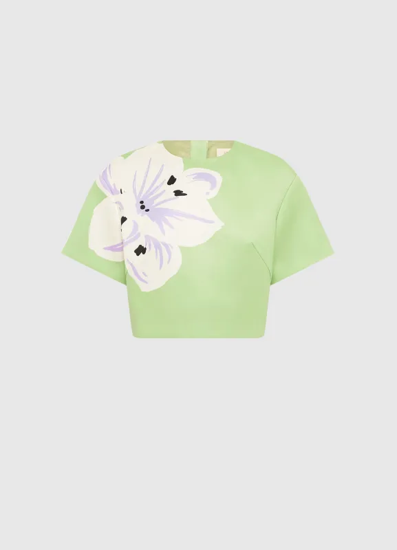 Indie Sleeve Top - Hibiscus in Matcha sold by LEO LIN