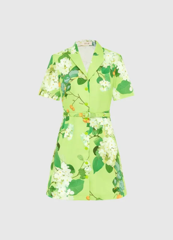 Brigitte Mini Dress - Hydrangea in Lime sold by LEO LIN