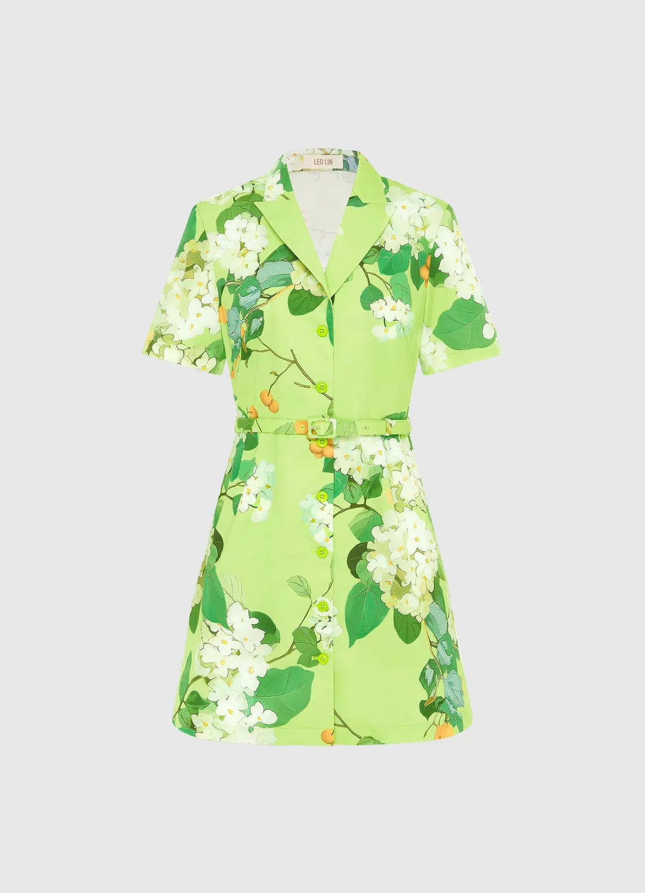 Brigitte Mini Dress - Hydrangea in Lime sold by LEO LIN