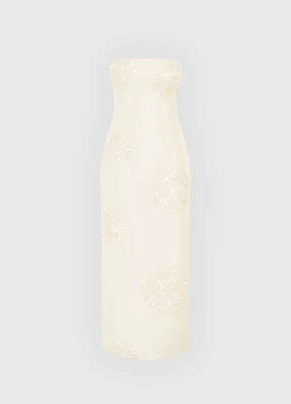 Rayna Embellished Bustier Maxi Dress - Cream sold by LEO LIN