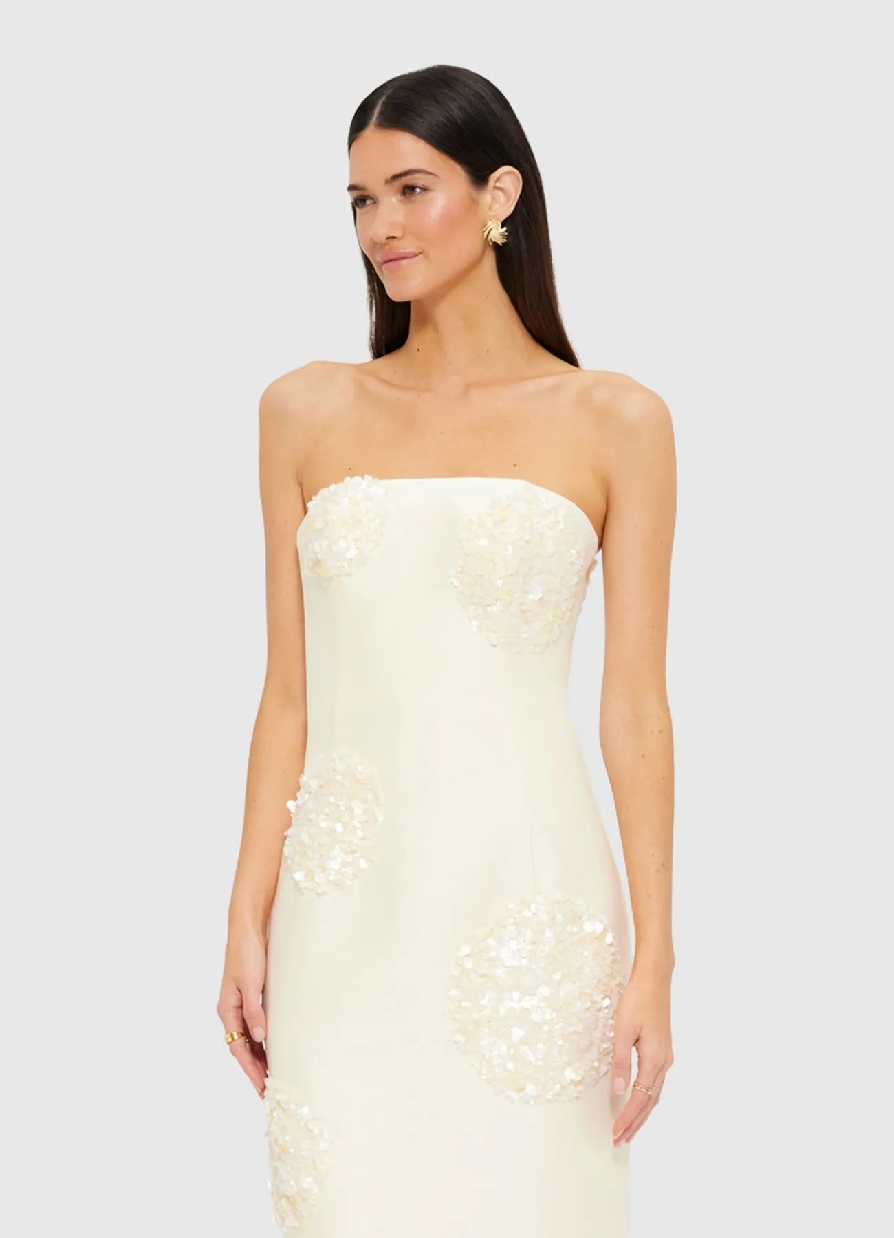 Rayna Embellished Bustier Maxi Dress - Cream sold by LEO LIN product image thumbnail 5