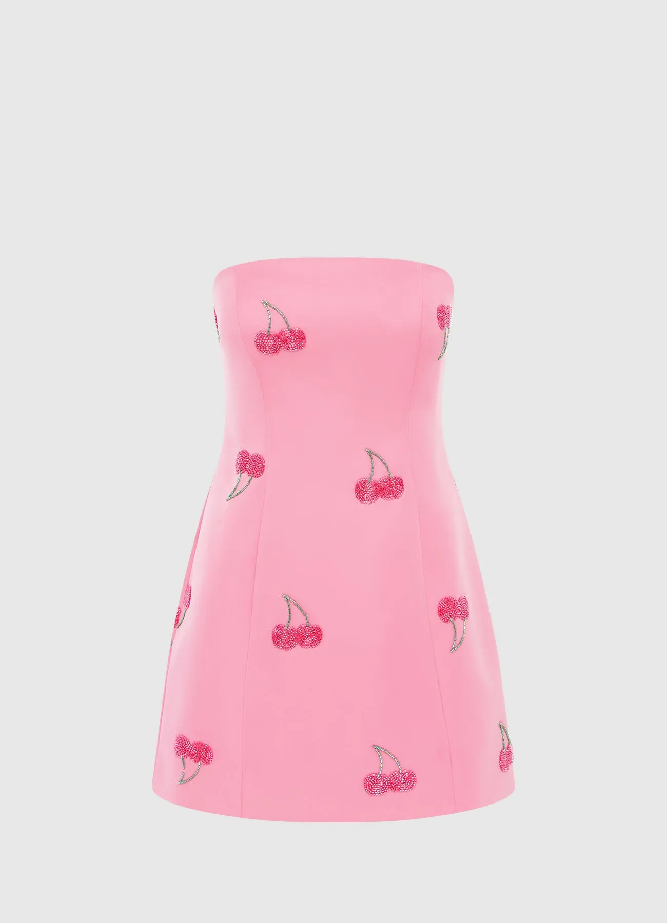 Roselle Embellished Bustier Mini Dress - Pink Cherry Beading sold by LEO LIN