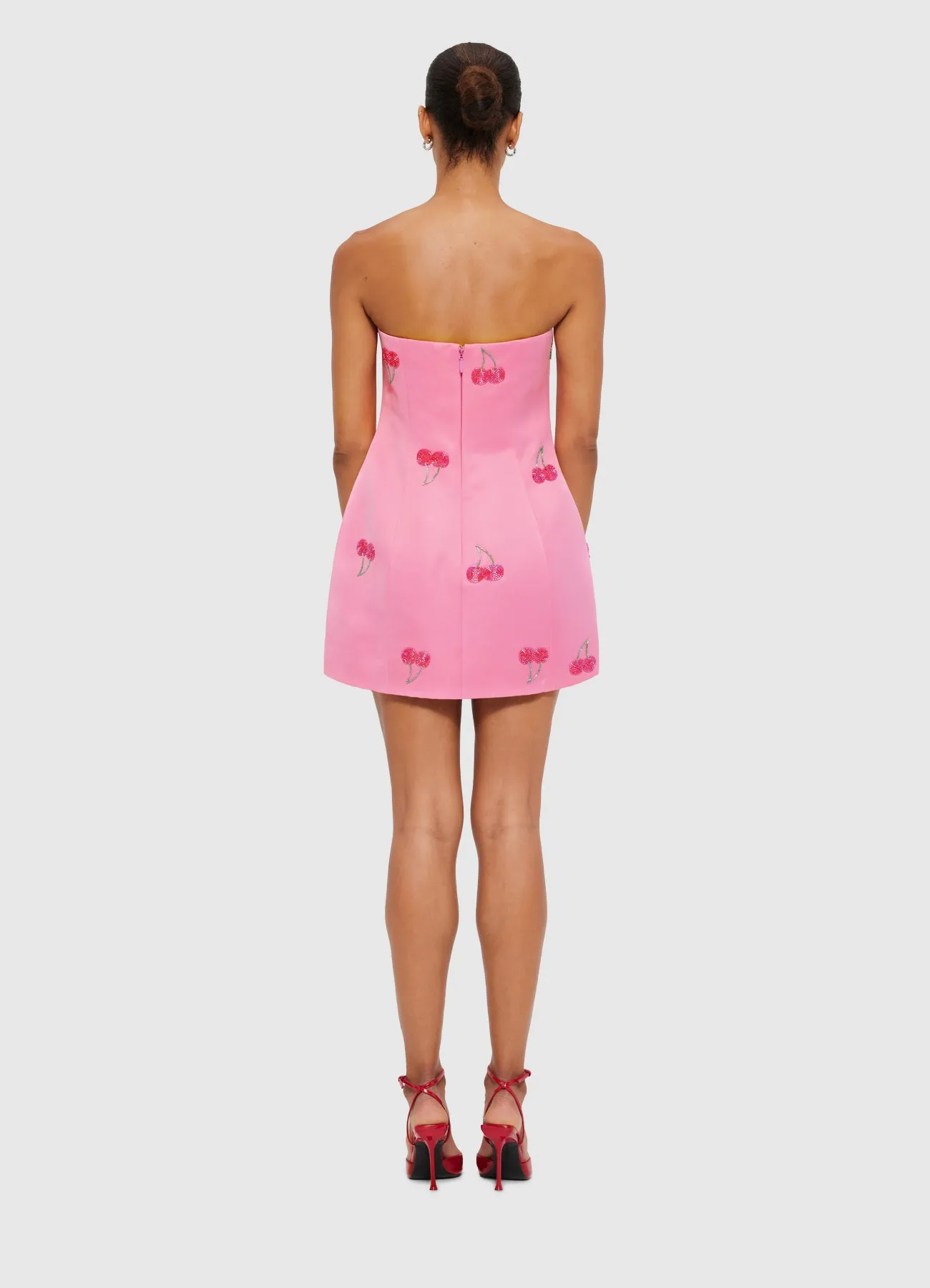 Roselle Embellished Bustier Mini Dress - Pink Cherry Beading sold by LEO LIN product image thumbnail 4
