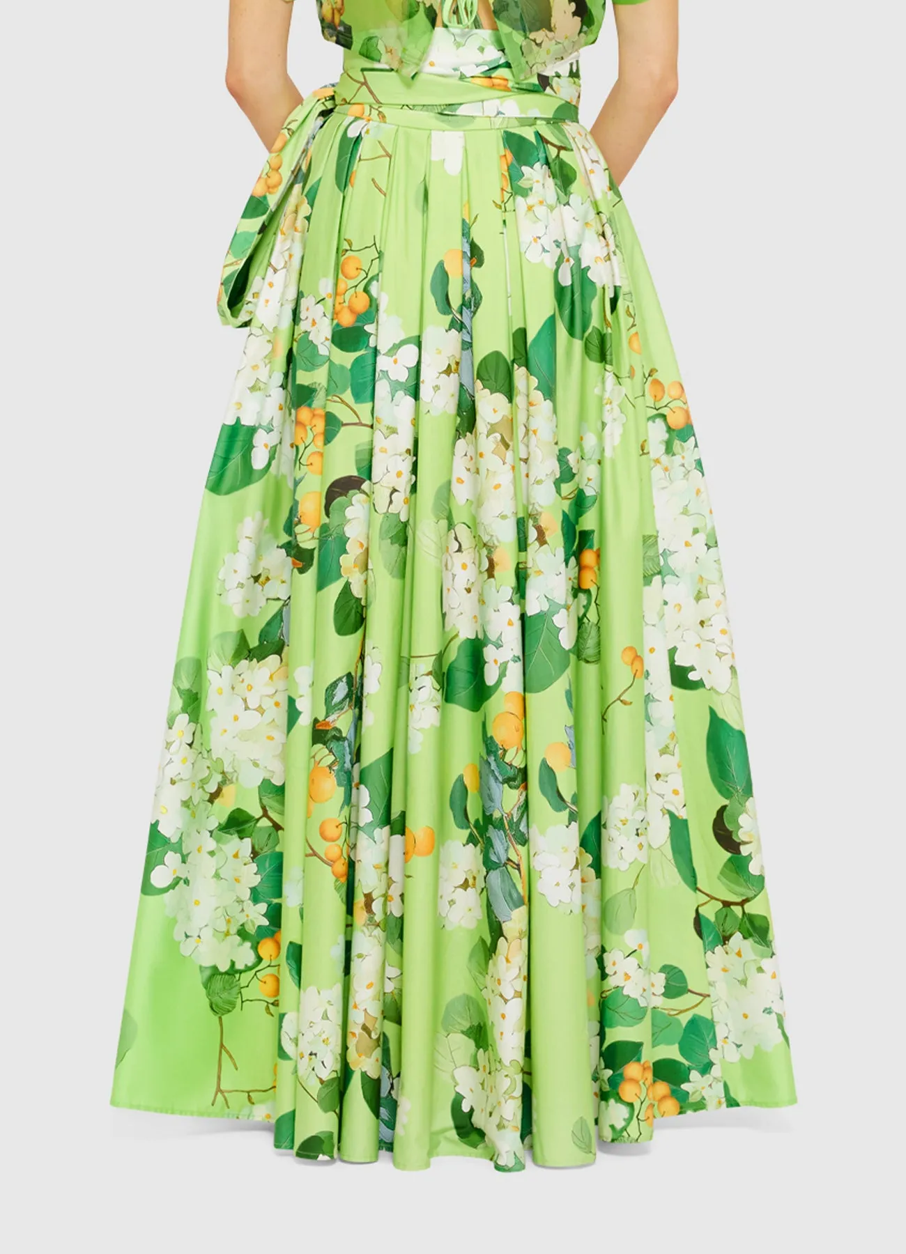 Valerie Maxi Skirt - Hydrangea in Lime sold by LEO LIN product image thumbnail 4