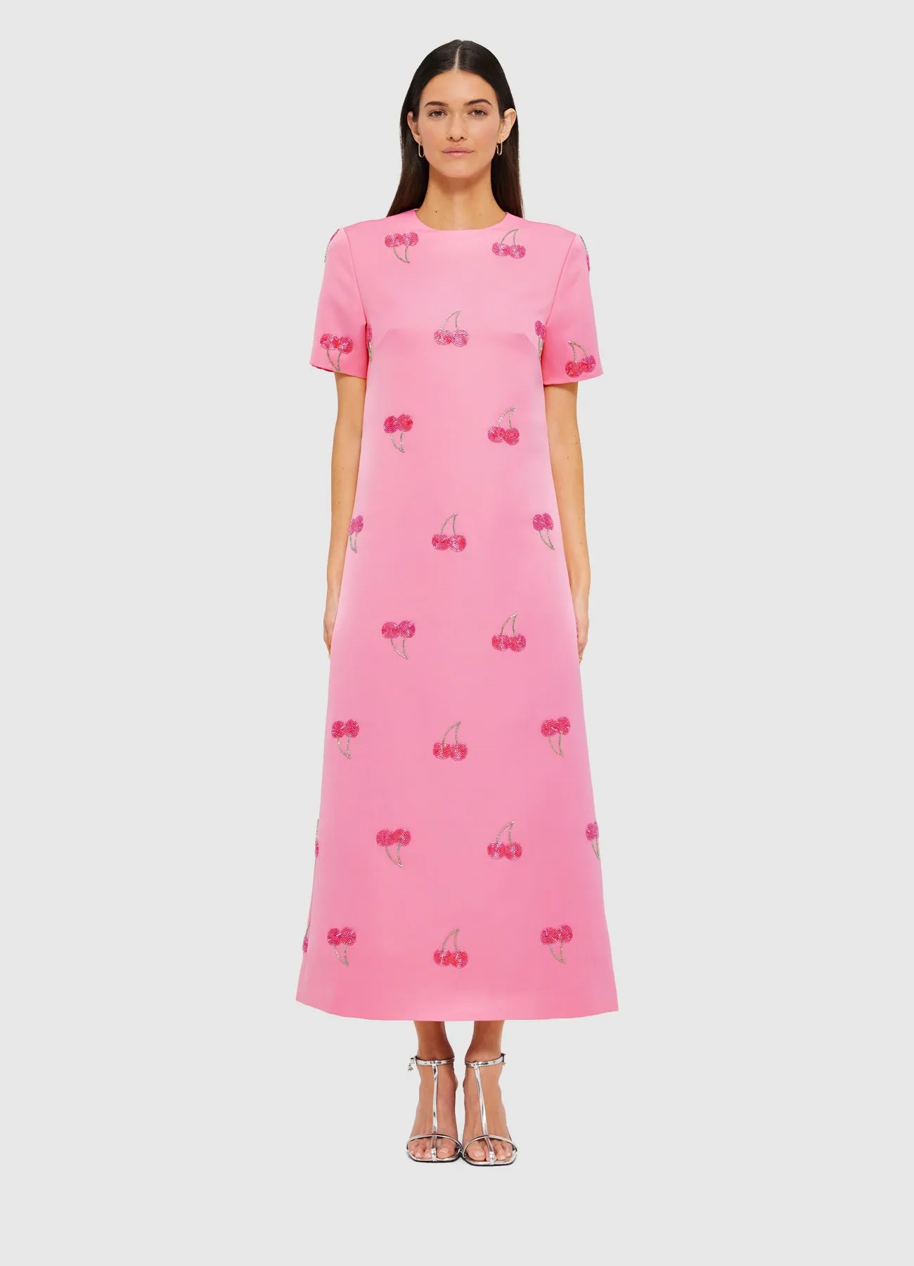 Manon Embellished Shirt Midi Dress - Pink Cherry Beading sold by LEO LIN product image thumbnail 2