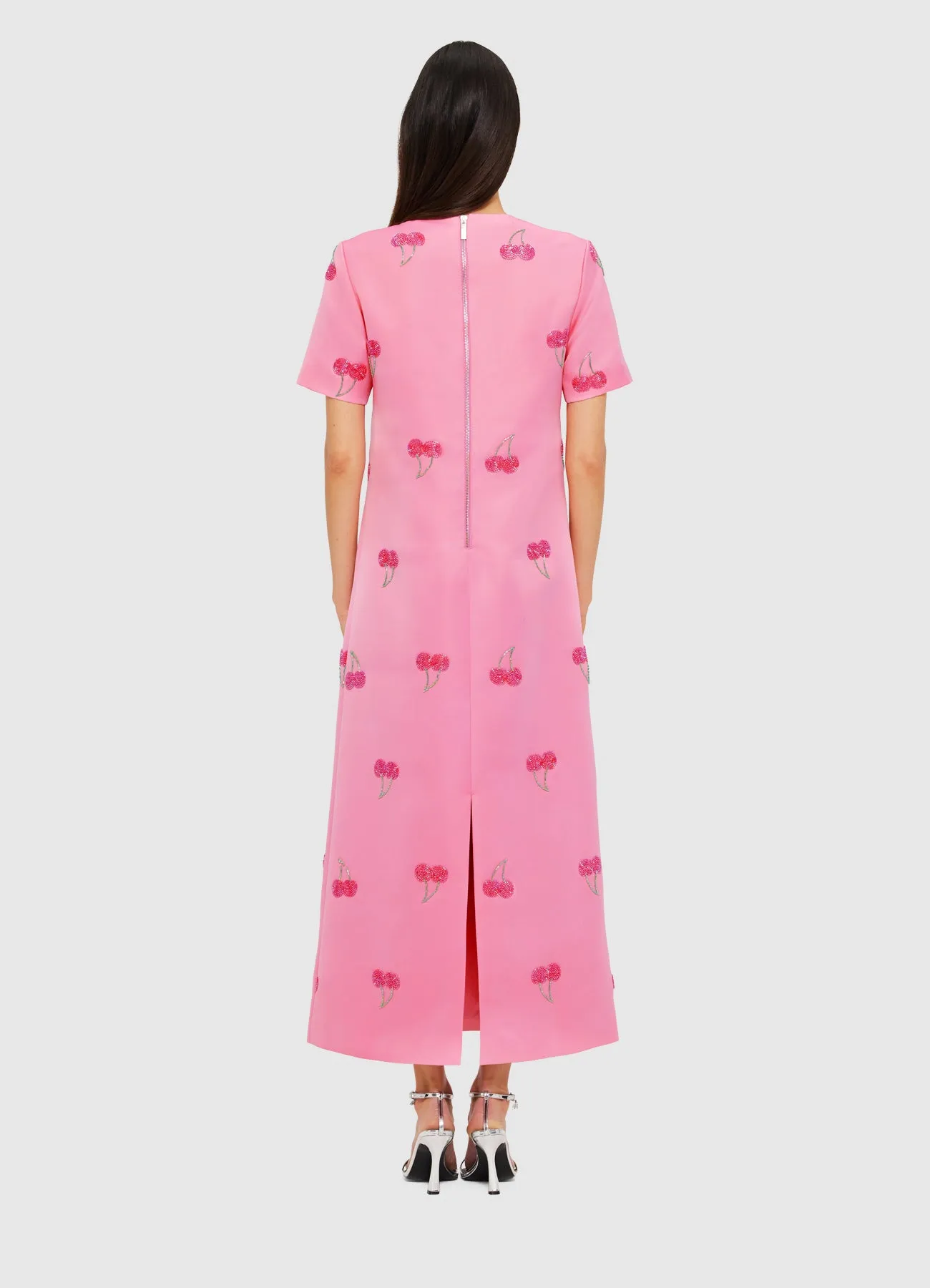 Manon Embellished Shirt Midi Dress - Pink Cherry Beading sold by LEO LIN product image thumbnail 4
