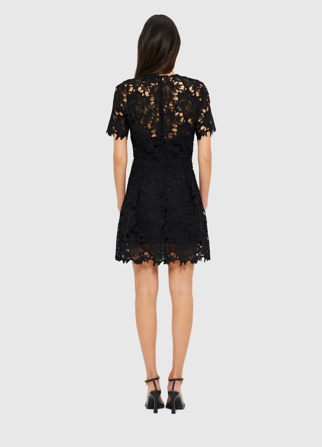 Margot Embroidered Lace Mini Dress - Ebony sold by LEO LIN product image thumbnail 4