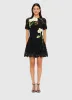 Margot Embroidered Lace Mini Dress - Ebony sold by LEO LIN