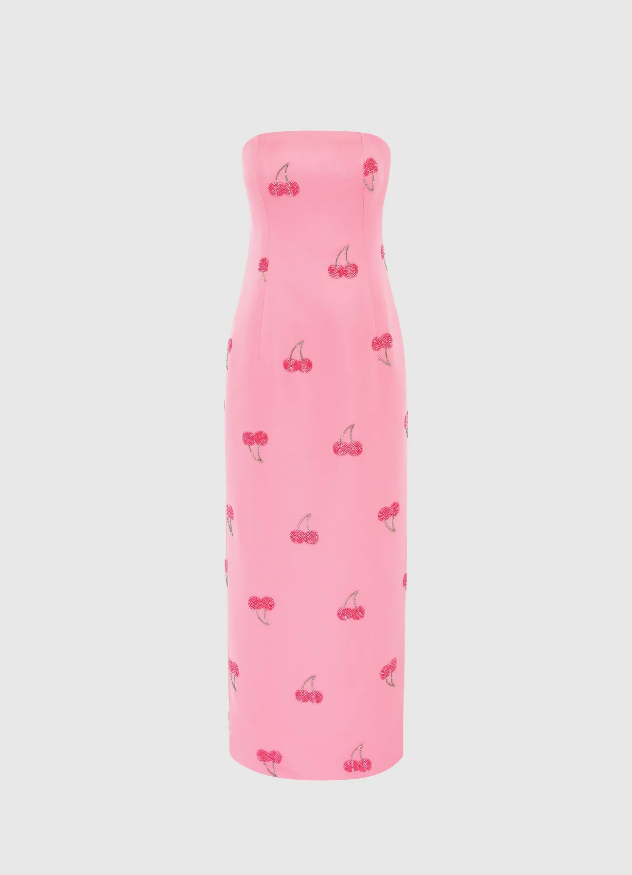 Rayna Embellished Bustier Maxi Dress - Pink Cherry Beading sold by LEO LIN