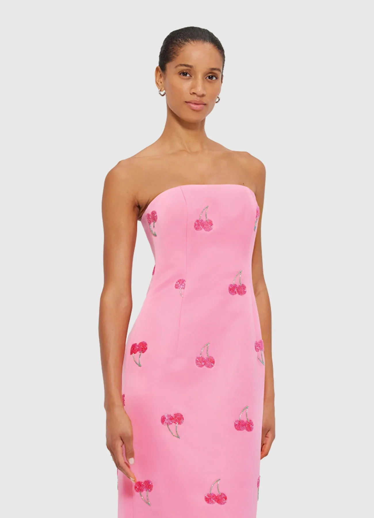 Rayna Embellished Bustier Maxi Dress - Pink Cherry Beading sold by LEO LIN product image thumbnail 5