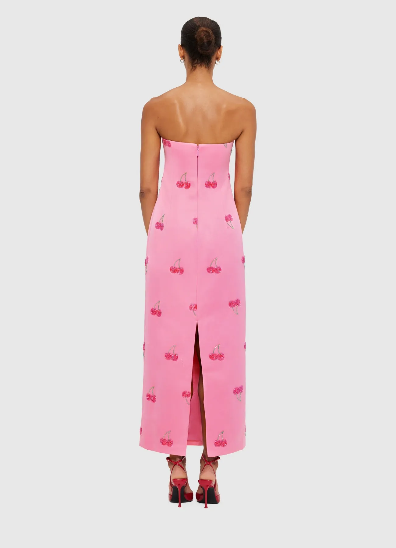 Rayna Embellished Bustier Maxi Dress - Pink Cherry Beading sold by LEO LIN product image thumbnail 4