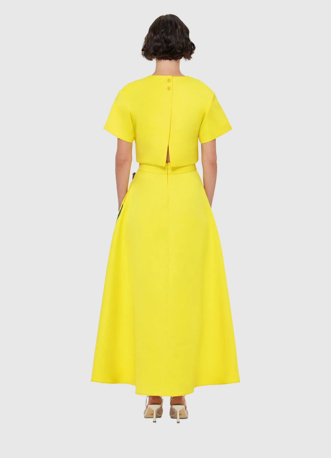 Rafaela Appliqué Maxi Skirt - Iris Print in Yellow sold by LEO LIN product image thumbnail 4