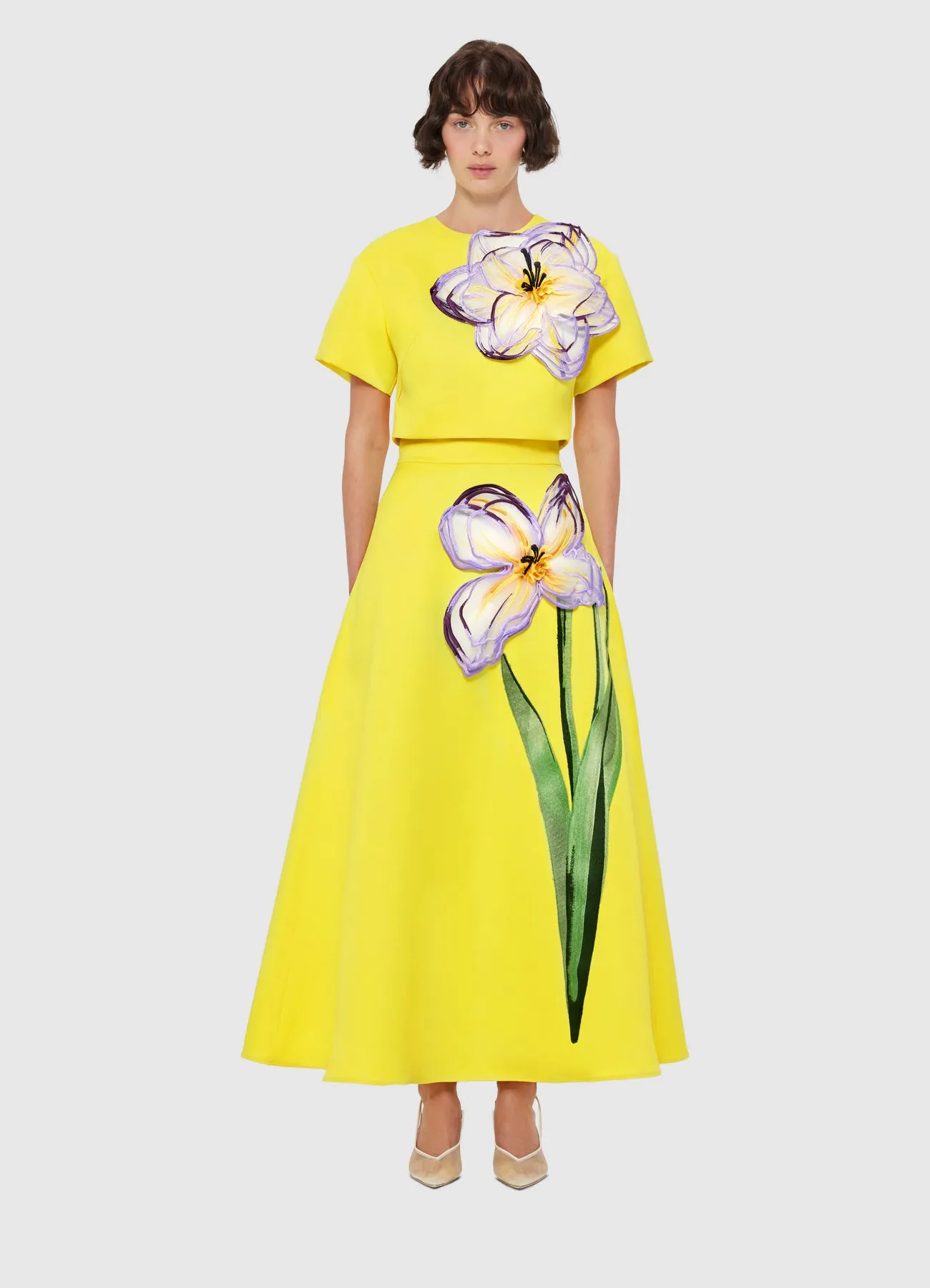 Rafaela Appliqué Maxi Skirt - Iris Print in Yellow sold by LEO LIN product image thumbnail 2