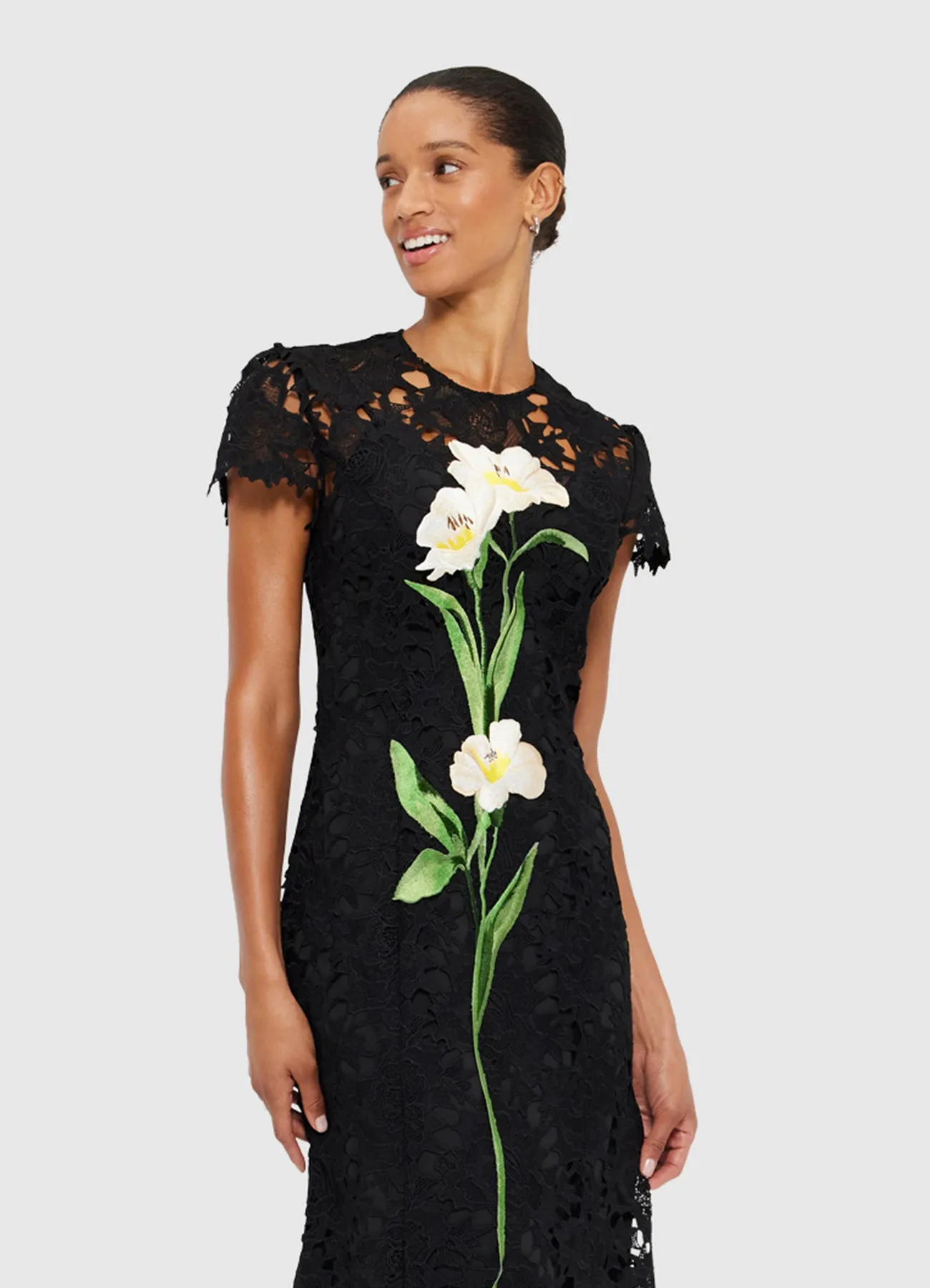 Monique Embroidered Lace Maxi Dress - Ebony sold by LEO LIN product image thumbnail 5
