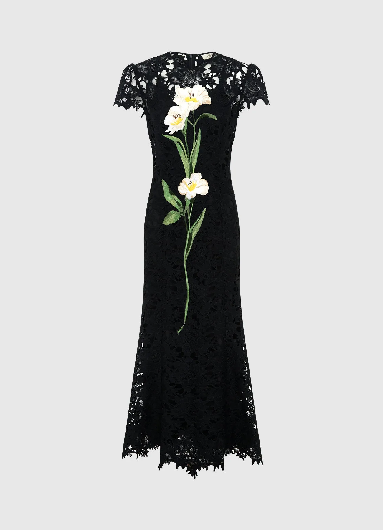 Monique Embroidered Lace Maxi Dress - Ebony sold by LEO LIN