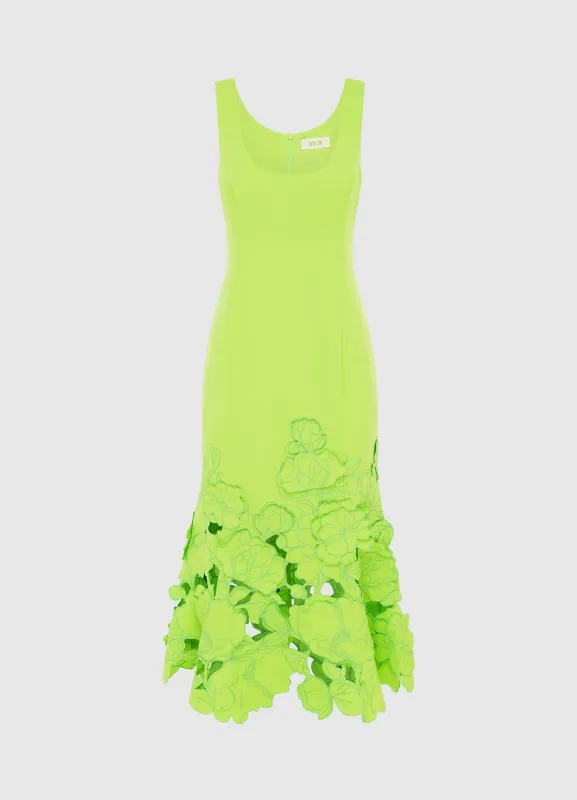 Emily Appliqué Midi Dress - Lime sold by LEO LIN