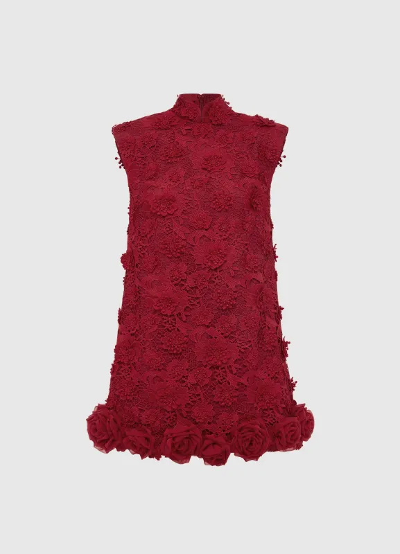 Lingyu Lace Mini Dress - Garnet sold by LEO LIN