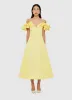 Annie Off Shoulder Frill Midi Dress - Sorbet Yellow sold by LEO LIN