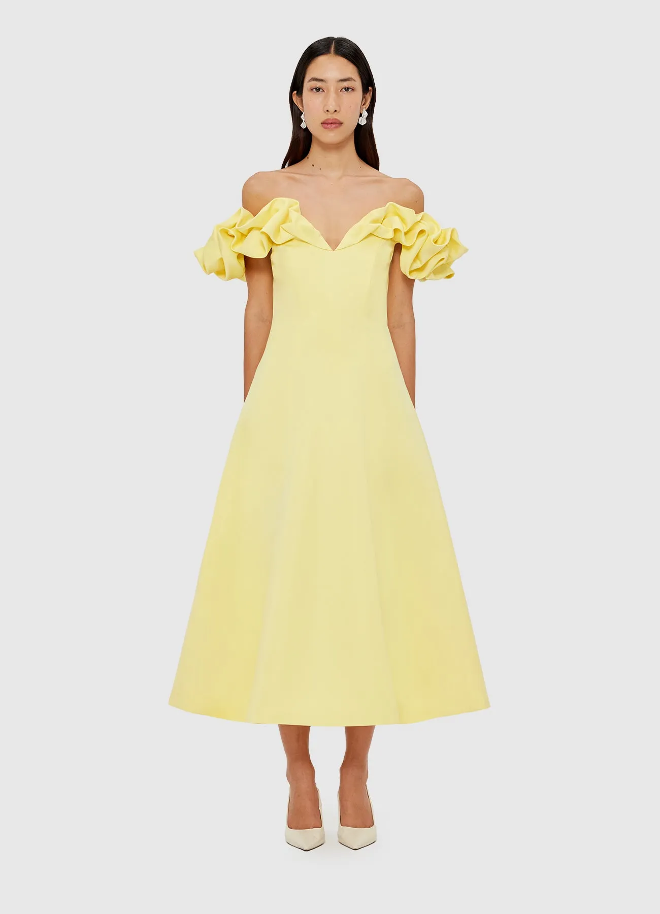 Annie Off Shoulder Frill Midi Dress - Sorbet Yellow sold by LEO LIN product image thumbnail 2