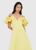 Annie Off Shoulder Frill Midi Dress - Sorbet Yellow sold by LEO LIN