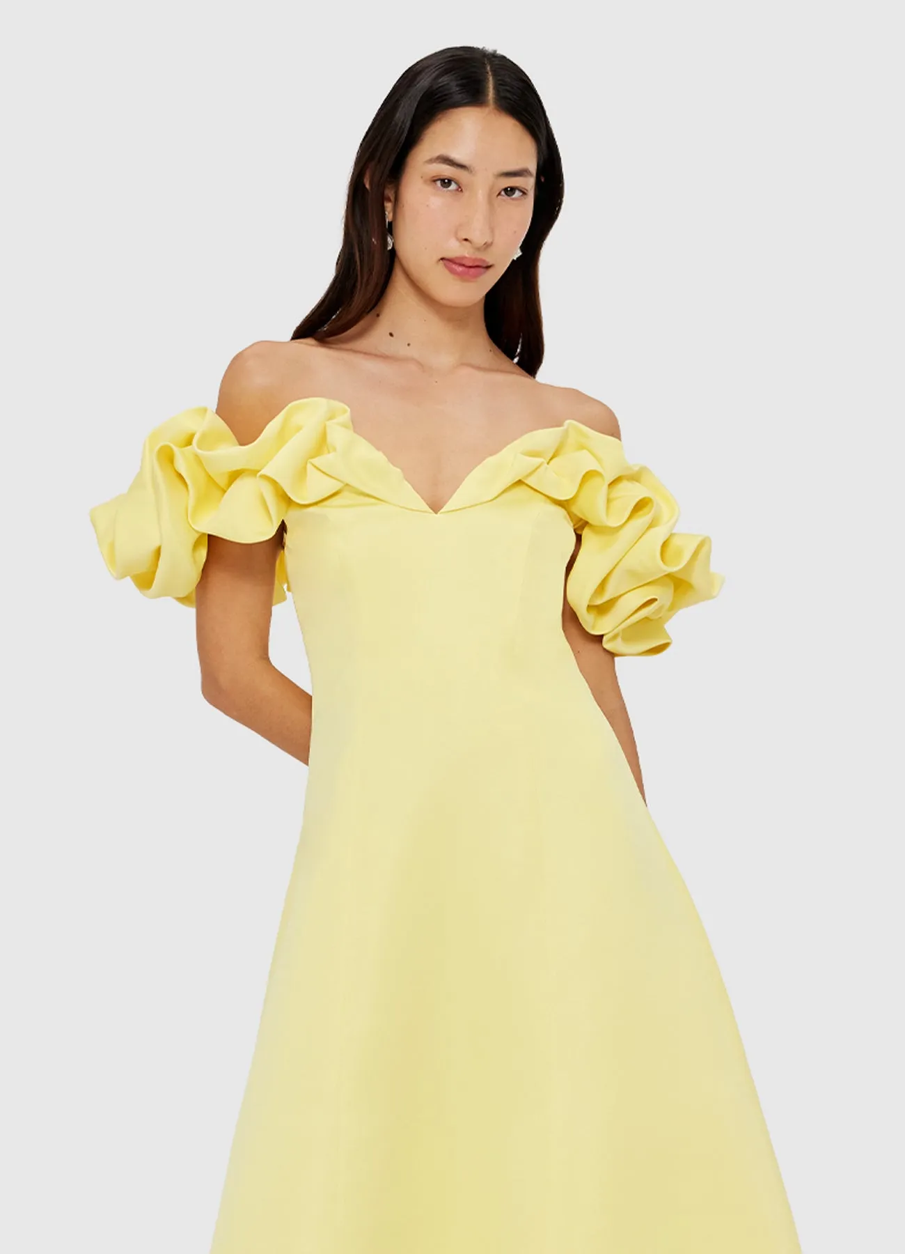 Annie Off Shoulder Frill Midi Dress - Sorbet Yellow sold by LEO LIN product image thumbnail 5