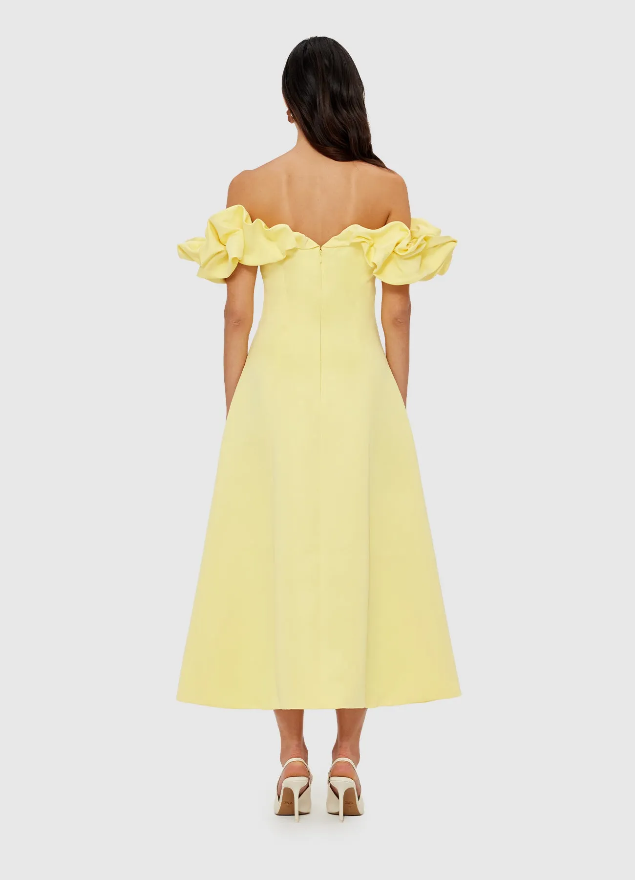 Annie Off Shoulder Frill Midi Dress - Sorbet Yellow sold by LEO LIN product image thumbnail 4