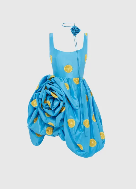 Kylee Embroidered Rose Mini Dress - Citrus Embroidery sold by LEO LIN