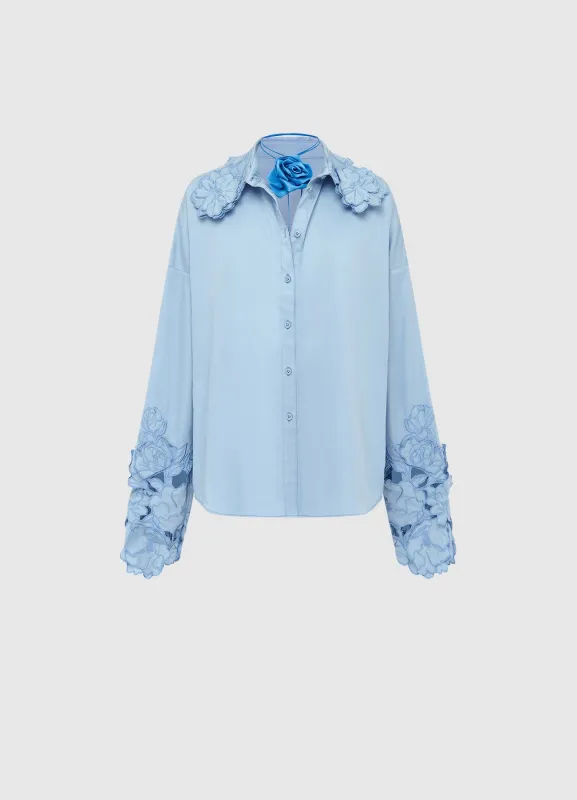 Daniella Appliqué Blouse - Powder Blue sold by LEO LIN