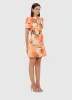 Brooke Mini Dress - Hydrangea Print in Tangerine sold by LEO LIN