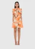 Brooke Mini Dress - Hydrangea Print in Tangerine sold by LEO LIN