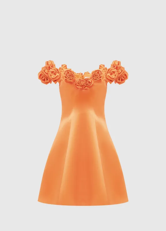 Stella Off-Shoulder Mini Dress - Tangerine sold by LEO LIN