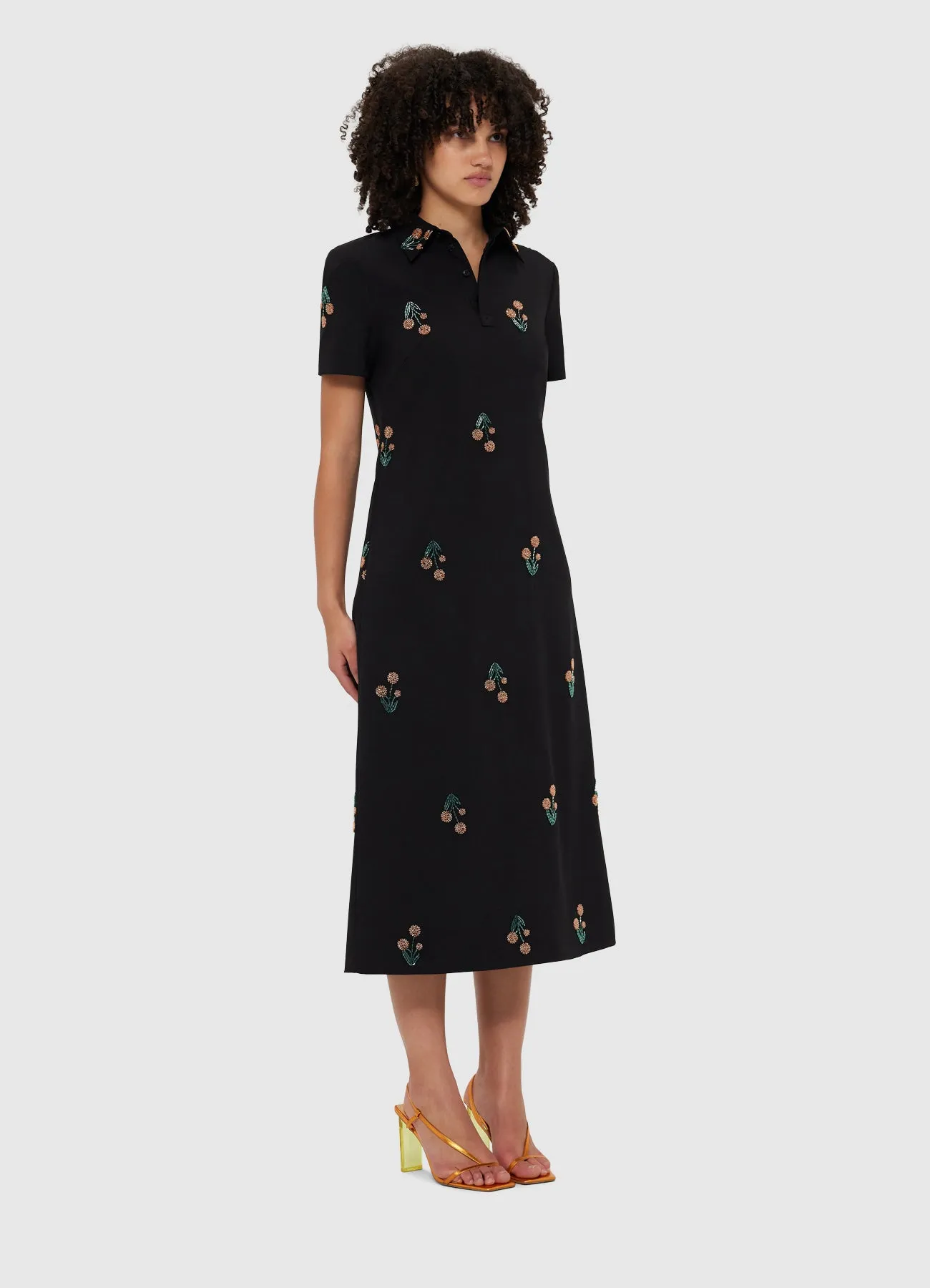 Nadene Embellished Shirt Midi Dress - Wildflower Beading sold by LEO LIN product image thumbnail 3