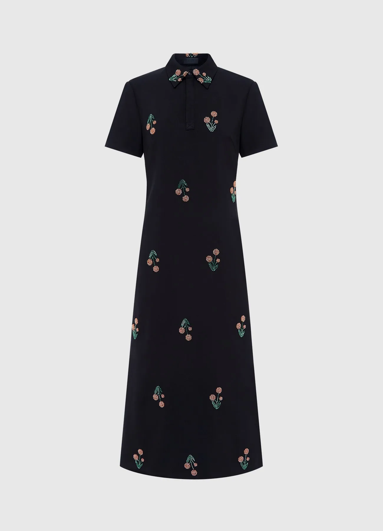 Nadene Embellished Shirt Midi Dress - Wildflower Beading sold by LEO LIN