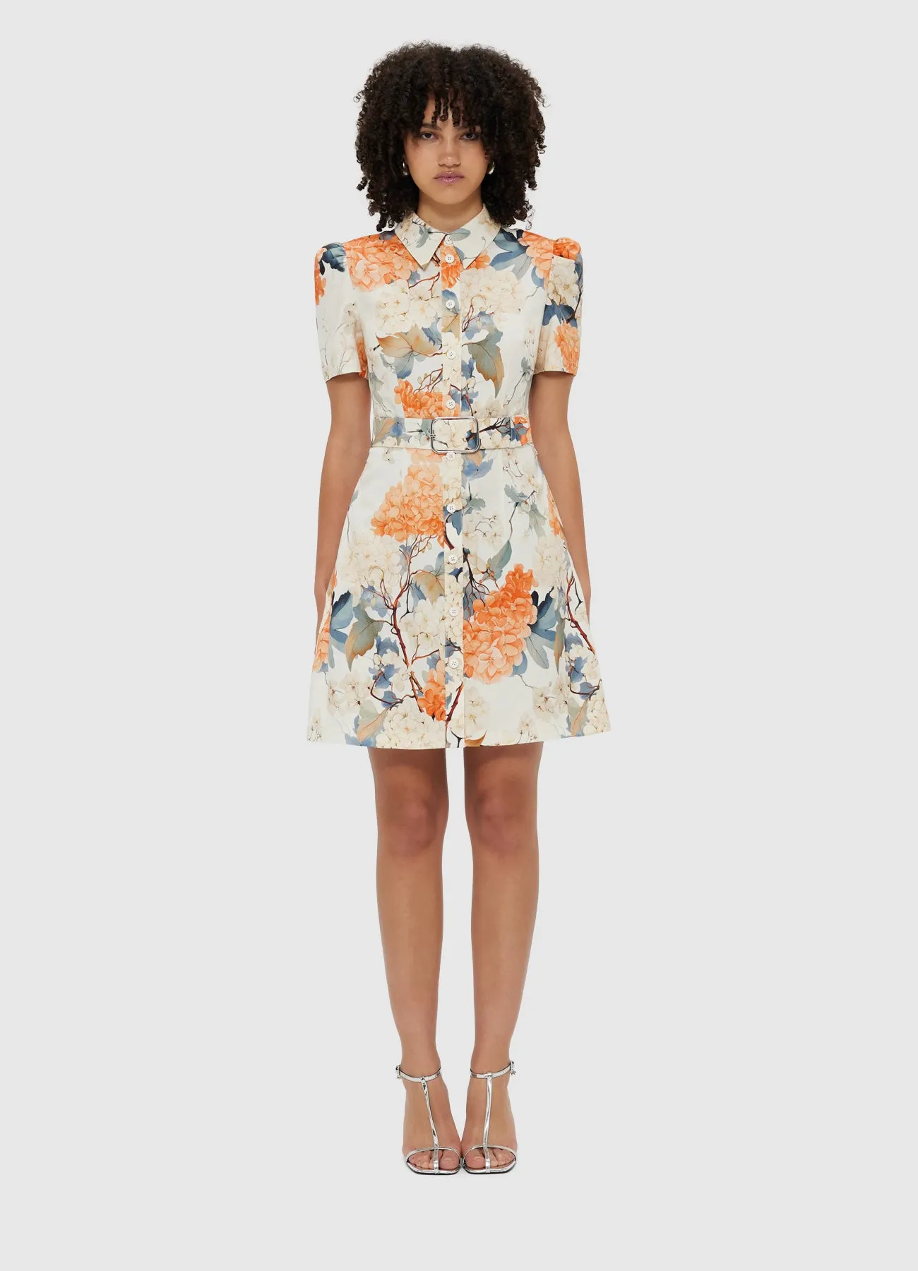 Bronte Mini Dress - Hydrangea Print in Vanilla sold by LEO LIN product image thumbnail 2