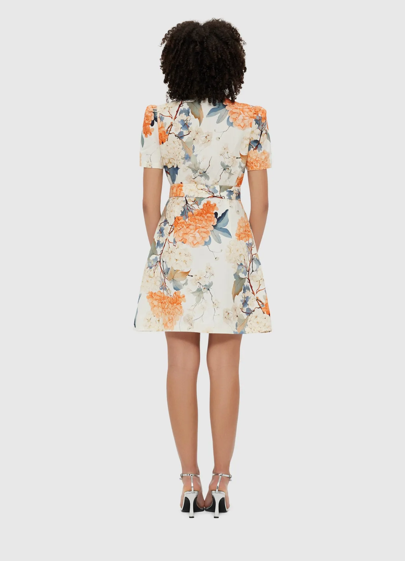 Bronte Mini Dress - Hydrangea Print in Vanilla sold by LEO LIN product image thumbnail 4