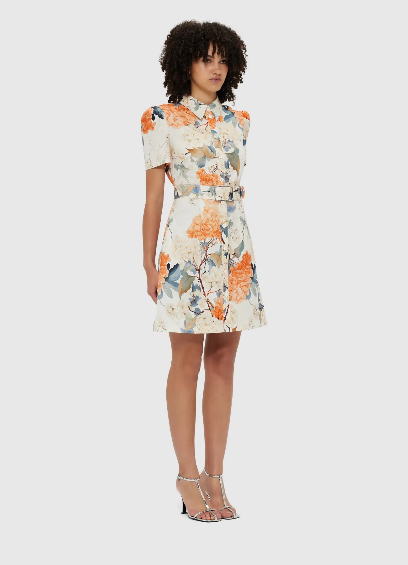 Bronte Mini Dress - Hydrangea Print in Vanilla sold by LEO LIN product image thumbnail 3
