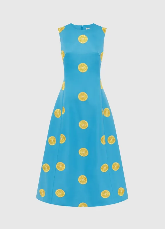 Cleo Embroidered Sleeveless Midi Dress - Citrus Embroidery sold by LEO LIN