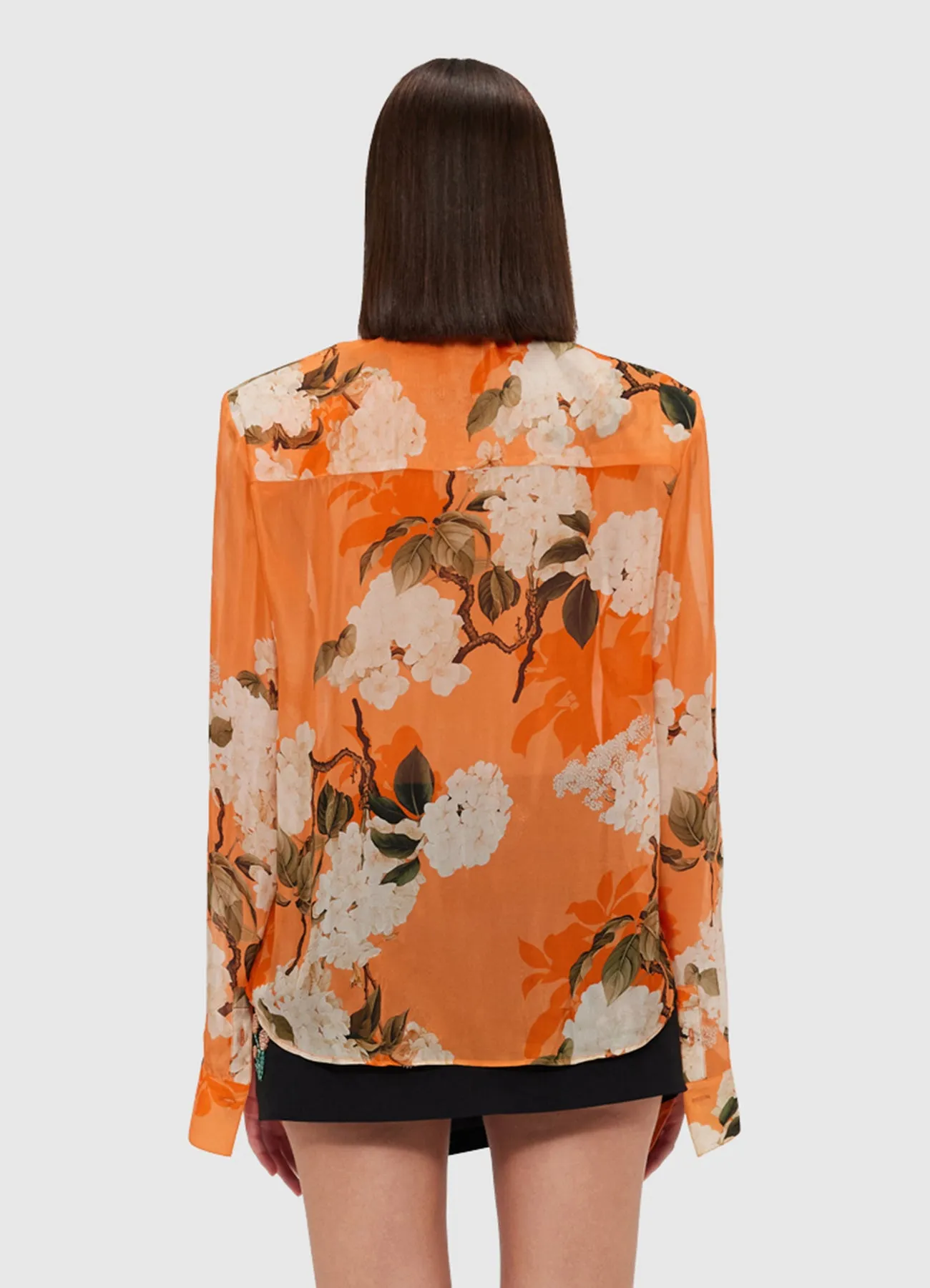 Della Blouse - Hydrangea Print in Tangerine sold by LEO LIN product image thumbnail 4