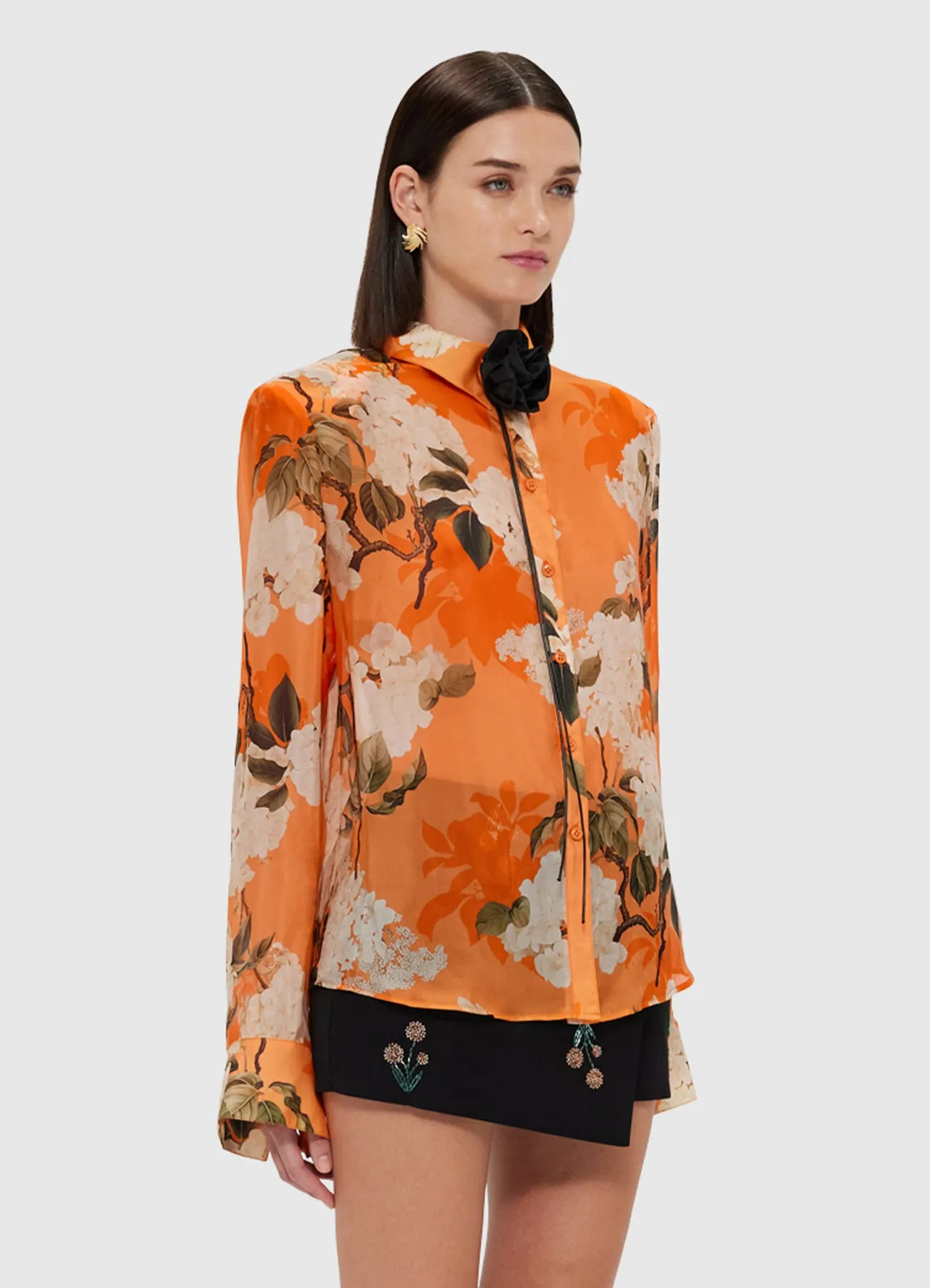 Della Blouse - Hydrangea Print in Tangerine sold by LEO LIN product image thumbnail 3
