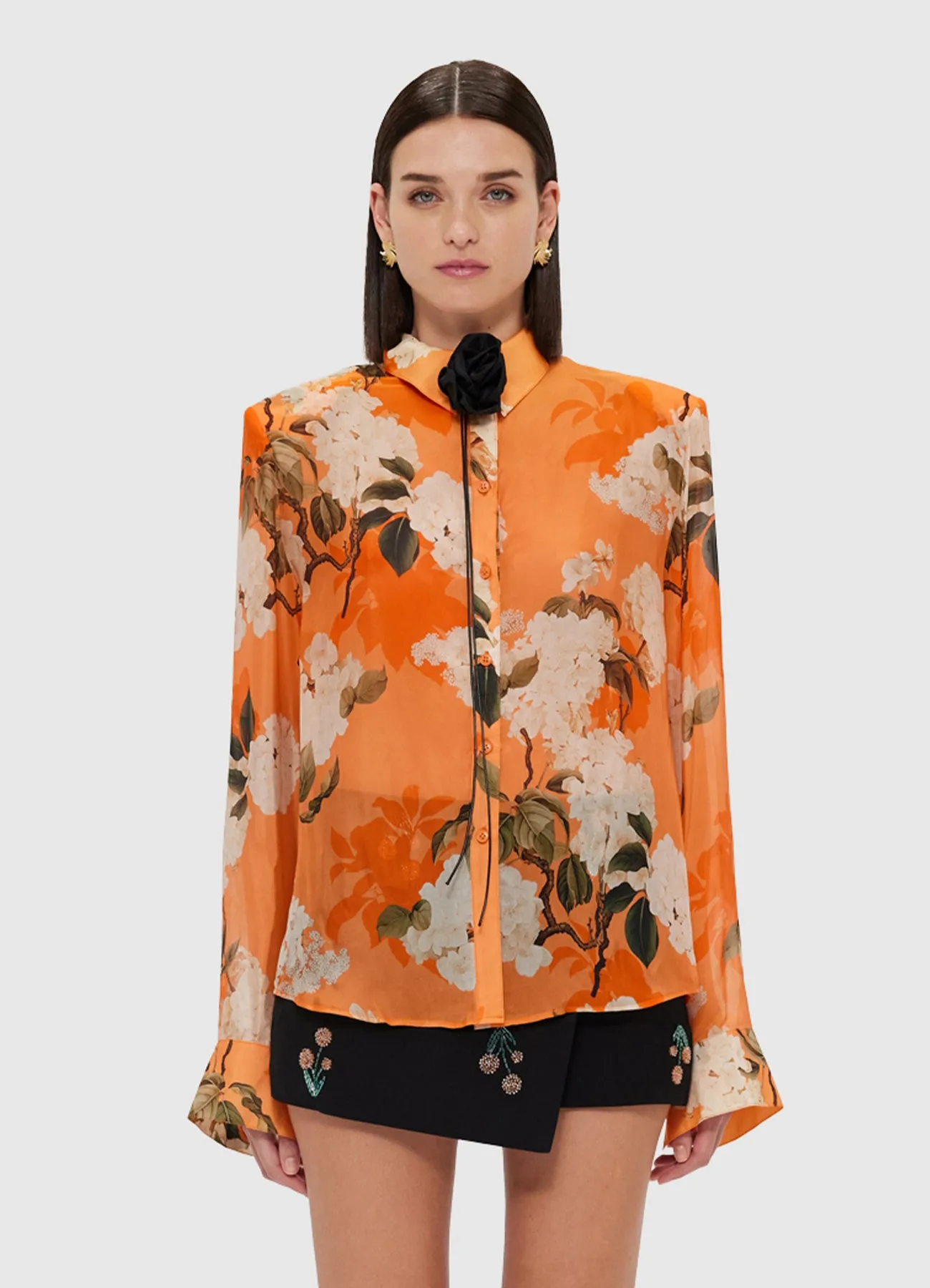 Della Blouse - Hydrangea Print in Tangerine sold by LEO LIN product image thumbnail 2