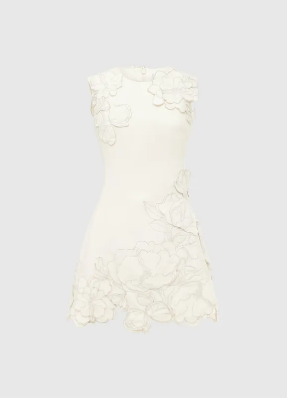 Chloe Appliqué Sleeveless Mini Dress - Vanilla sold by LEO LIN