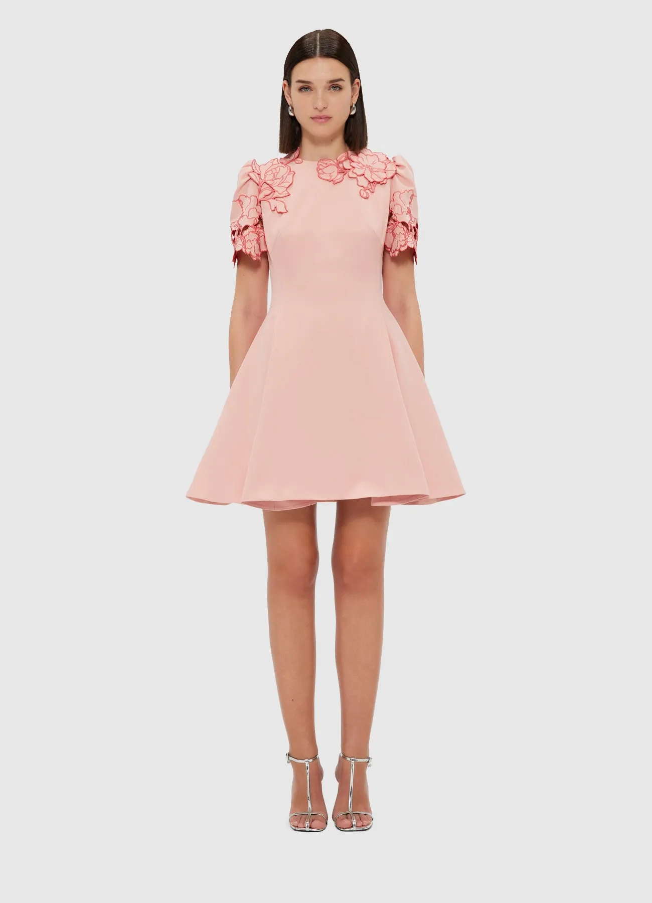 Elyse Appliqué Short Sleeve Mini Dress - Light Rose sold by LEO LIN product image thumbnail 2
